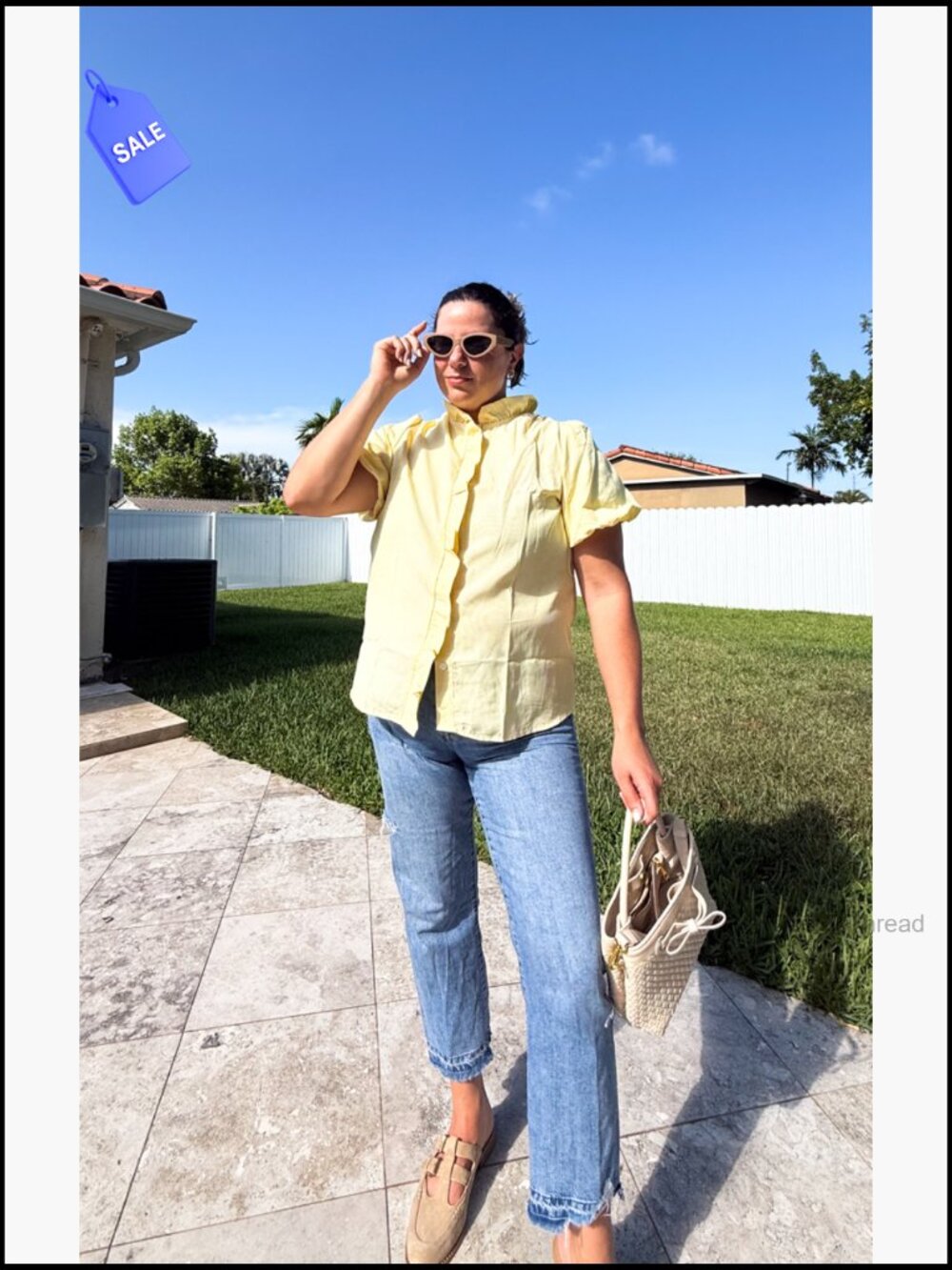 Short Puff Sleeve Button Down Shirt Striped Ruffle Collar Blouse Business - Picture 6 of 7